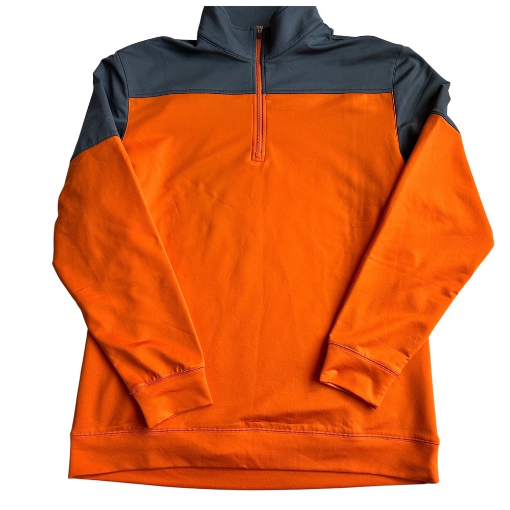 Dunning Golf Quarter‎ Zip Pullover Orange Gray Performance Mens Large